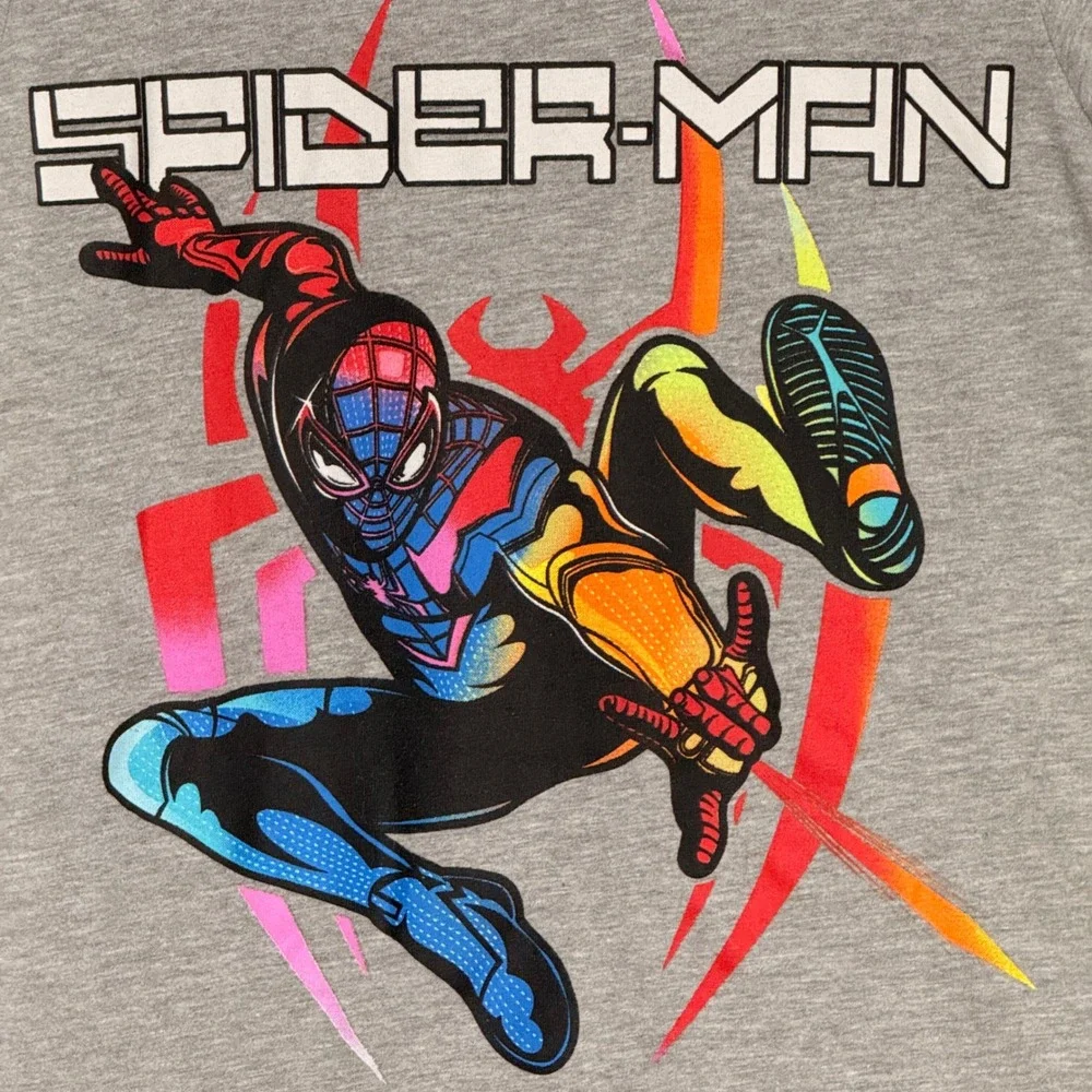 Marvel Gamerverse Spider-Man Kids Gray Graphic T-Shirt Size S 6/7 Short Sleeve‎